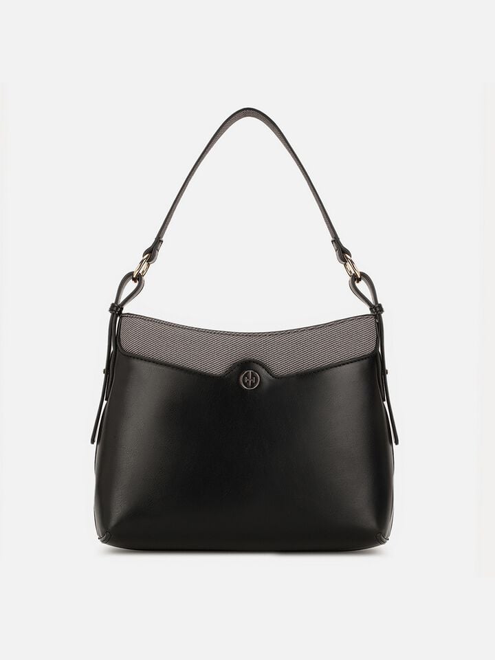 Olivia Tweed Shoulder Bag - Black