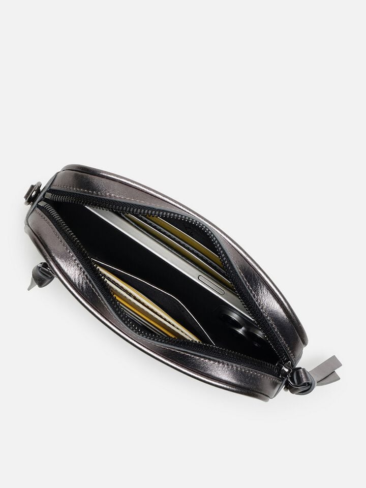 Louisa Leather Metallic Sling - Silver