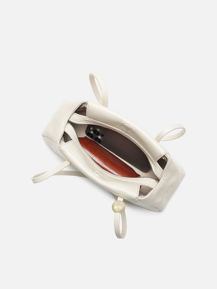 Emma Embossed Shoulder Bag - Off-White