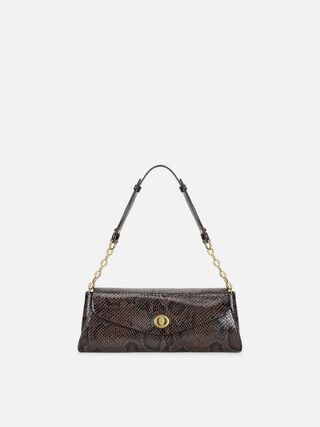 Ness Snakeskin Shoulder Bag - Brown