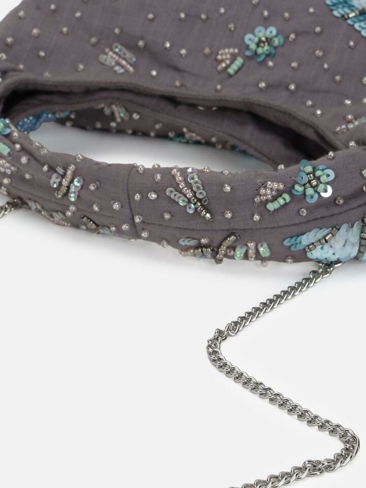 Tara Beaded Sparkles Handheld - Grey