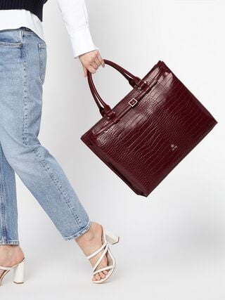 Stephanie Croco Work Bag - Dark Cherry