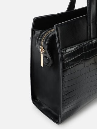 Olivia Croco Work Bag - Black