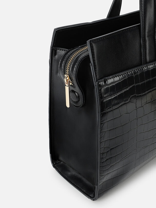 Olivia Croco Work Bag - Black