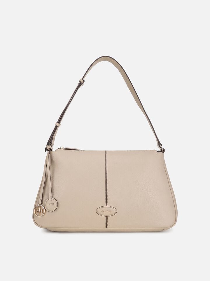 Lucy Leather Shoulder Bag - Beige
