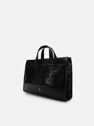 Olivia Croco Work Bag - Black
