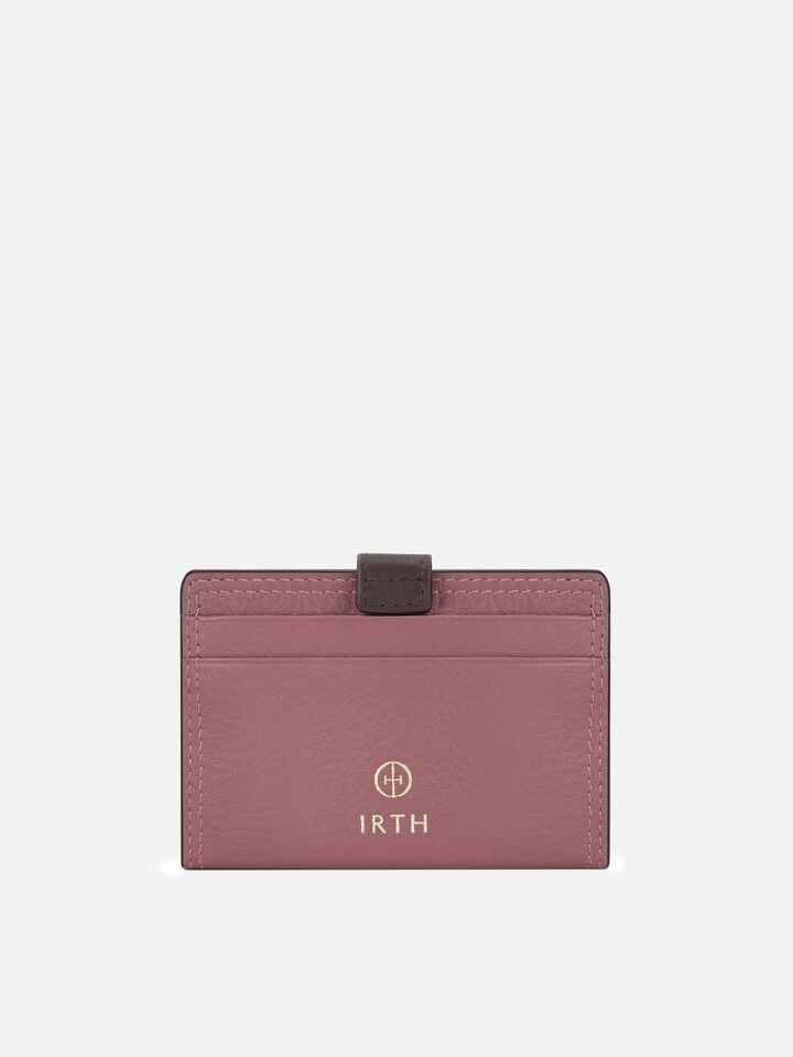 Snap Leather Card Holder - Pink