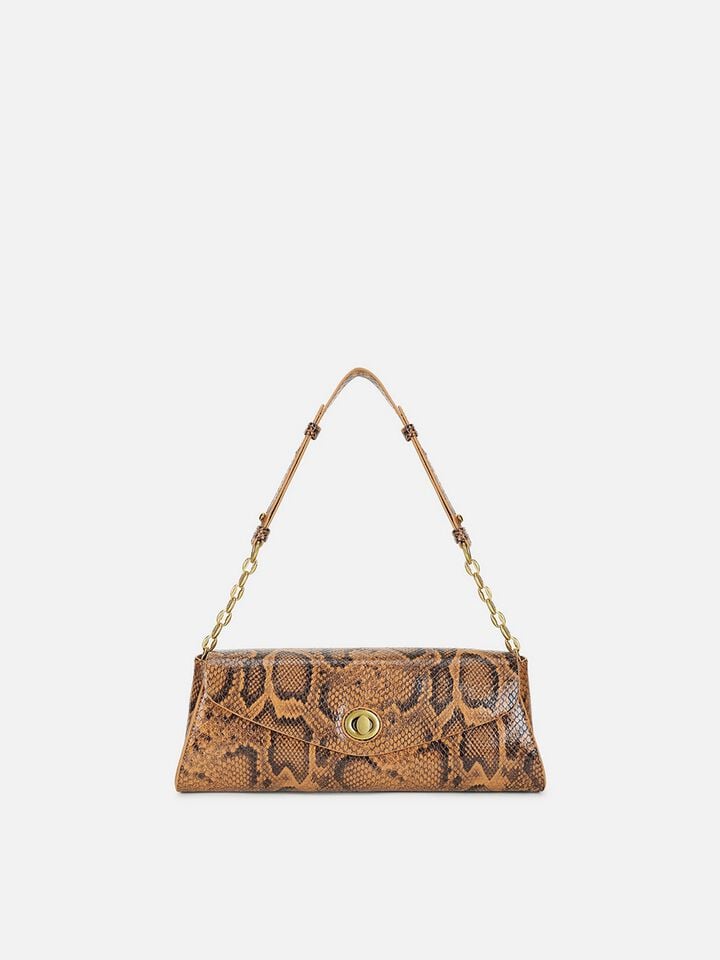 Ness Snakeskin Shoulder Bag - Tan