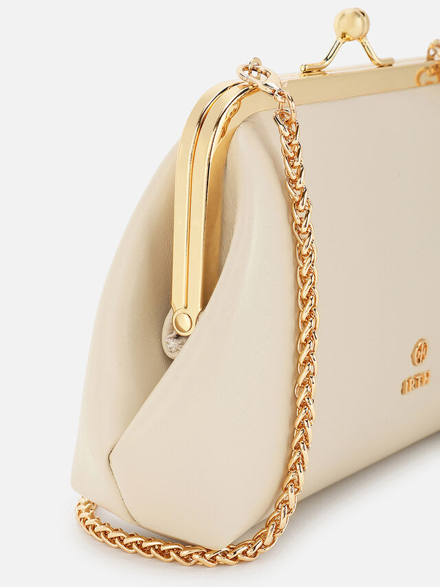 Juliet Small Kiss Lock Clutch - Off-White