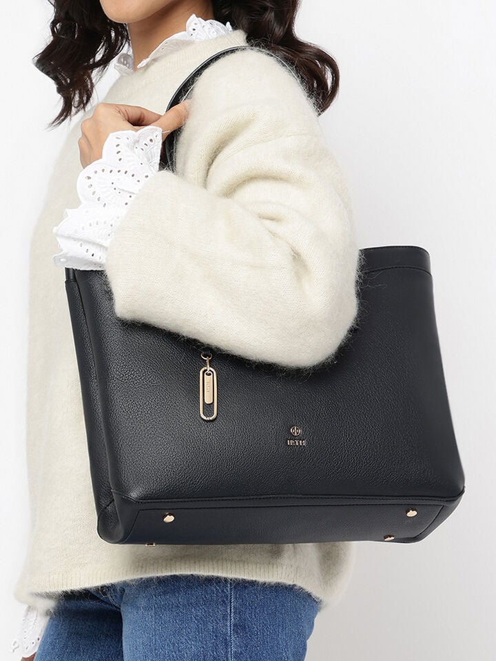 Faye Textured Tote - Black