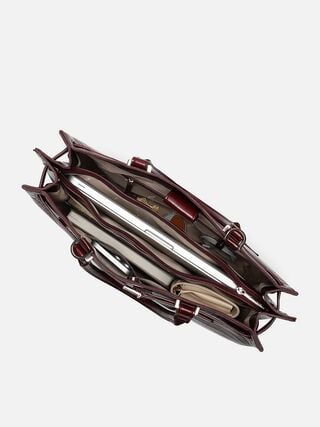 Stephanie Croco Work Bag - Dark Cherry