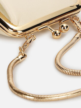 Juliet Leather Miniature Kiss Lock - Off-White
