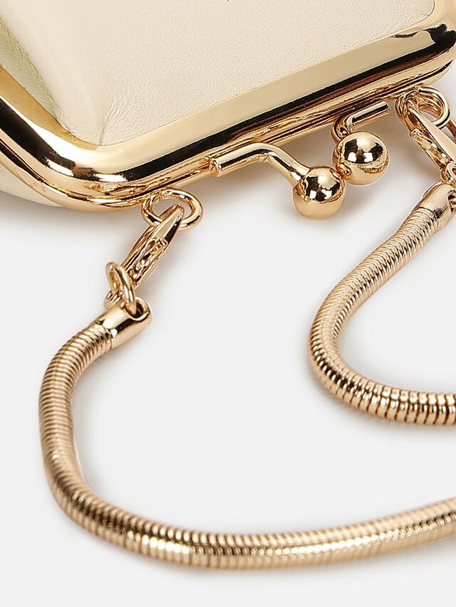 Juliet Leather Miniature Kiss Lock - Off-White