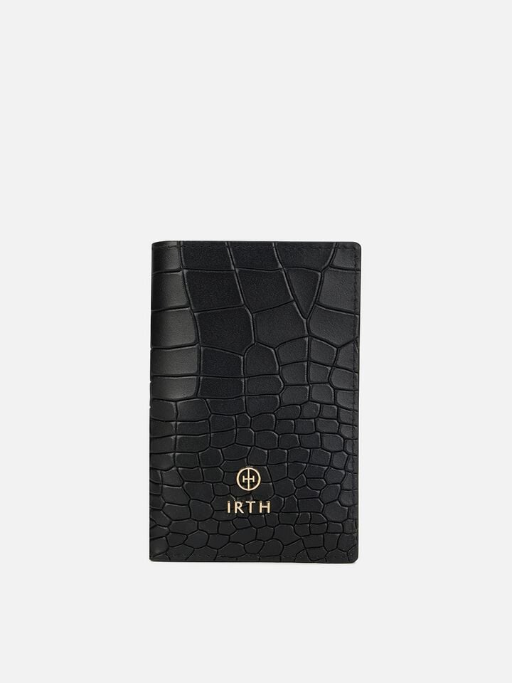 August Croco Leather Wallet - Black