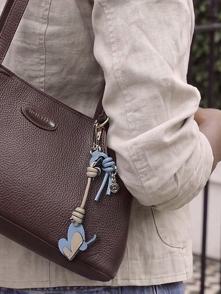 Butterfly Leather Bag Charm - Blue
