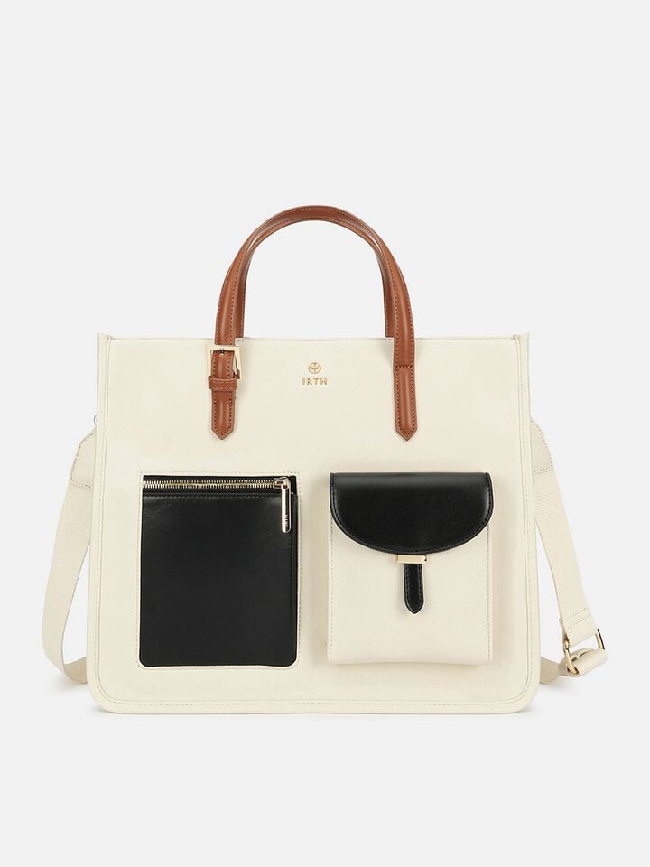 Roxanne Colour-Block Work Bag - Off-White 
