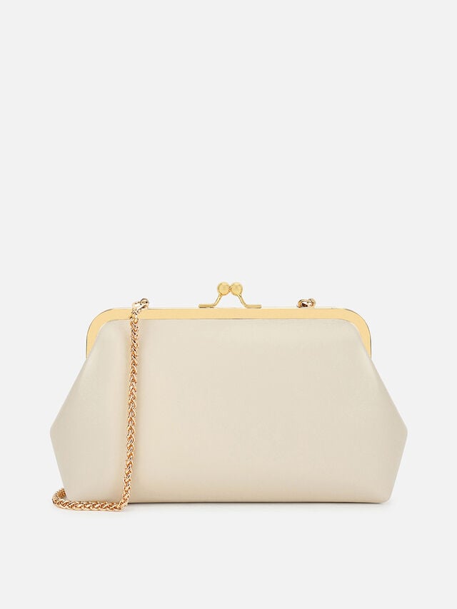 Juliet Medium Kiss Lock Clutch - Off-White