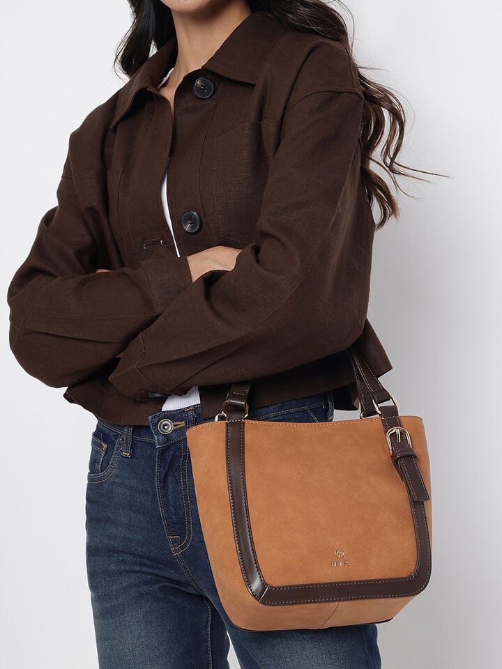 Maren Faux Suede Handheld - Tan