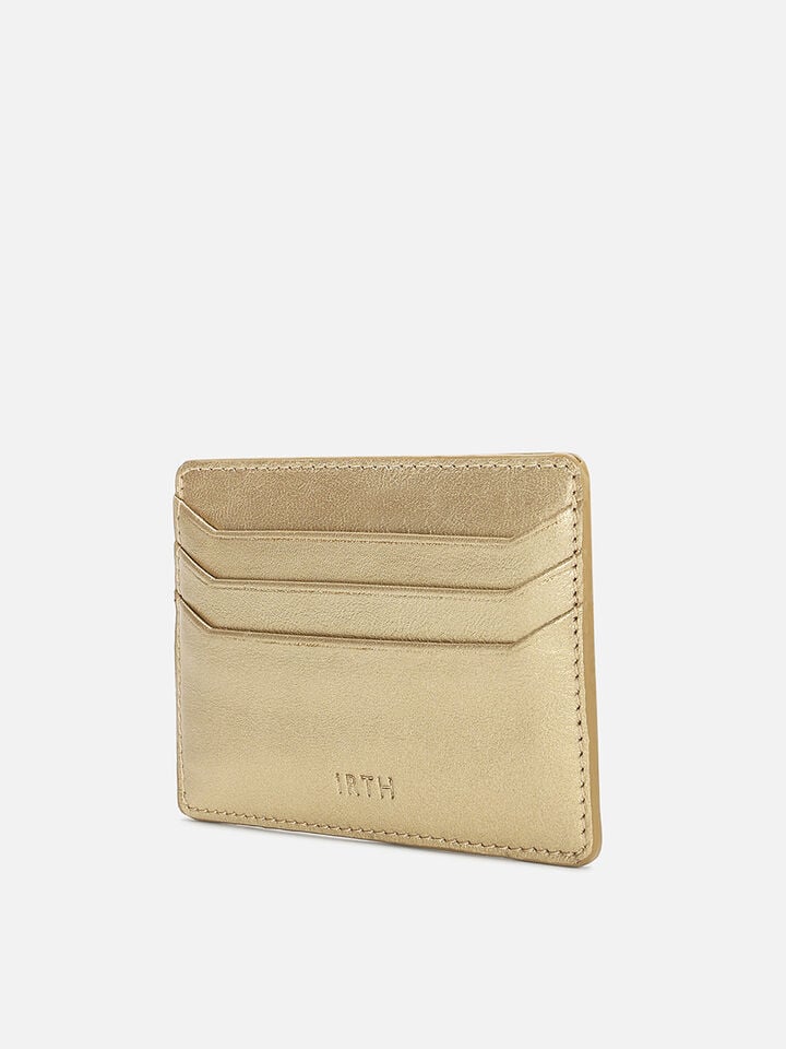 Tuck Leather Card Holder - Gold
