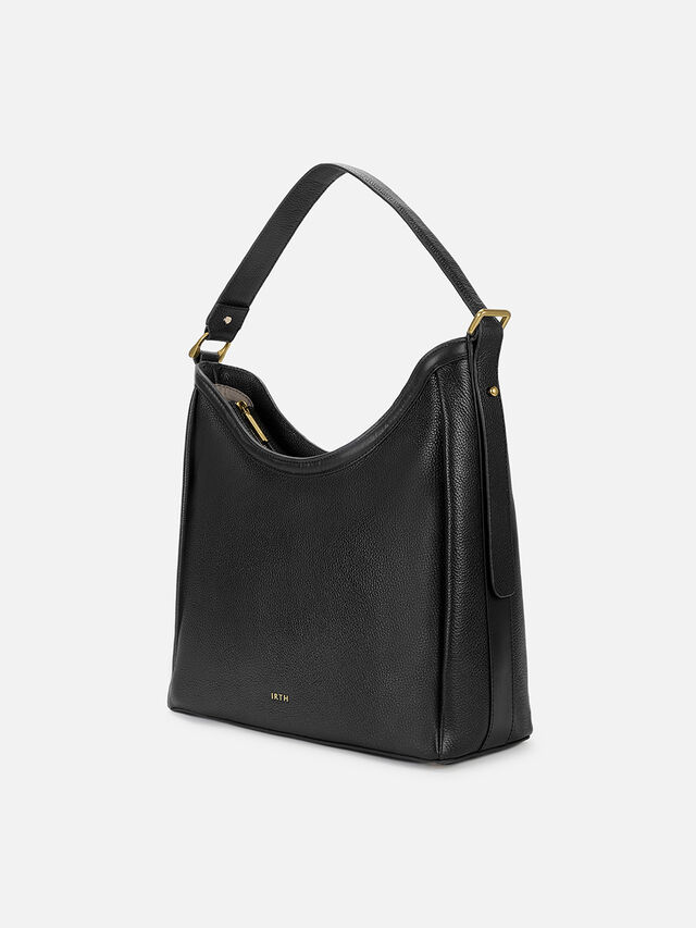 Lillian Leather Shoulder Bag - Black