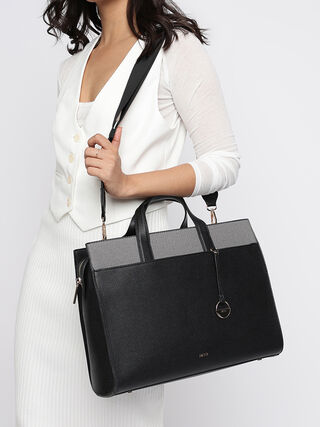Olivia Tweed Work Bag - Black