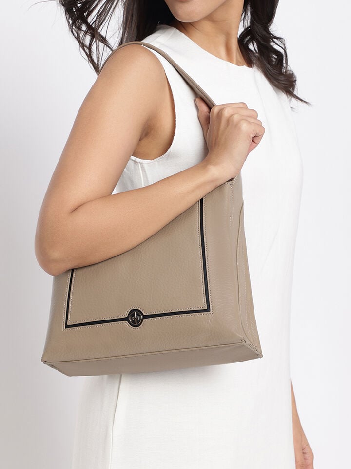 Mocha Lemon Stripe Elongated  Shoulder Bag main image 1