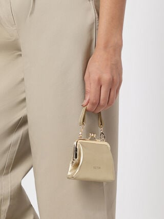 Juliet Leather Miniature Kiss Lock - Gold