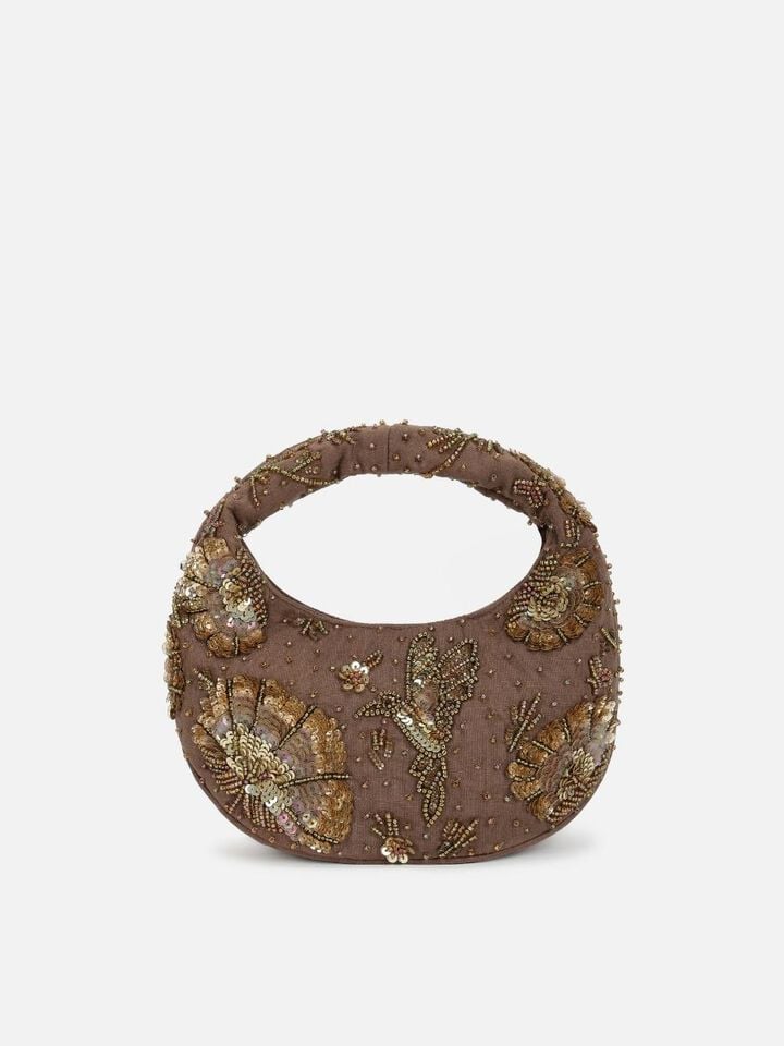 Tara Beaded Sparkles Handheld - Brown