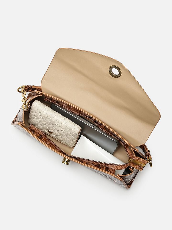 Ness Snakeskin Shoulder Bag - Tan