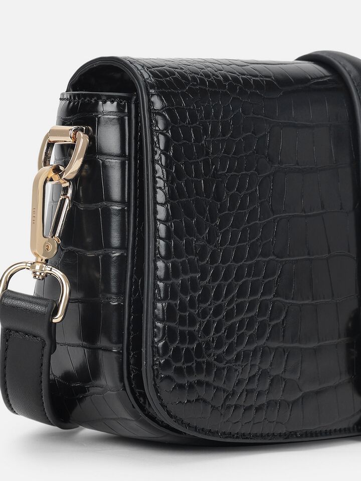 Sophie Croco Shoulder Bag - Black