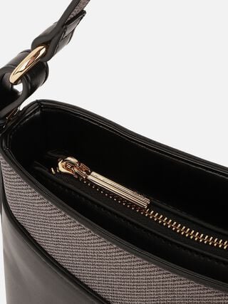 Olivia Tweed Shoulder Bag - Black