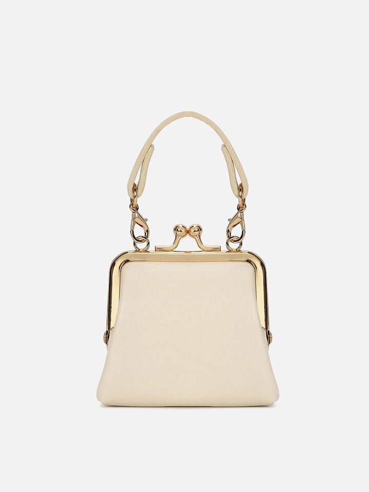 Juliet Leather Miniature Kiss Lock - Off-White
