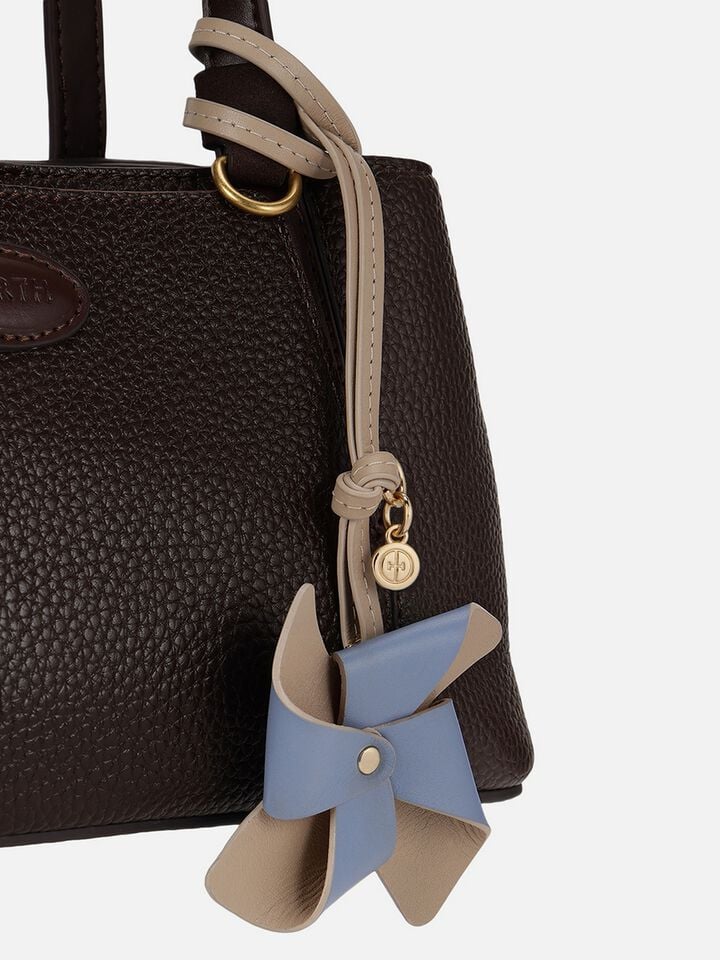 Pinwheel Leather Bag Charm - Blue