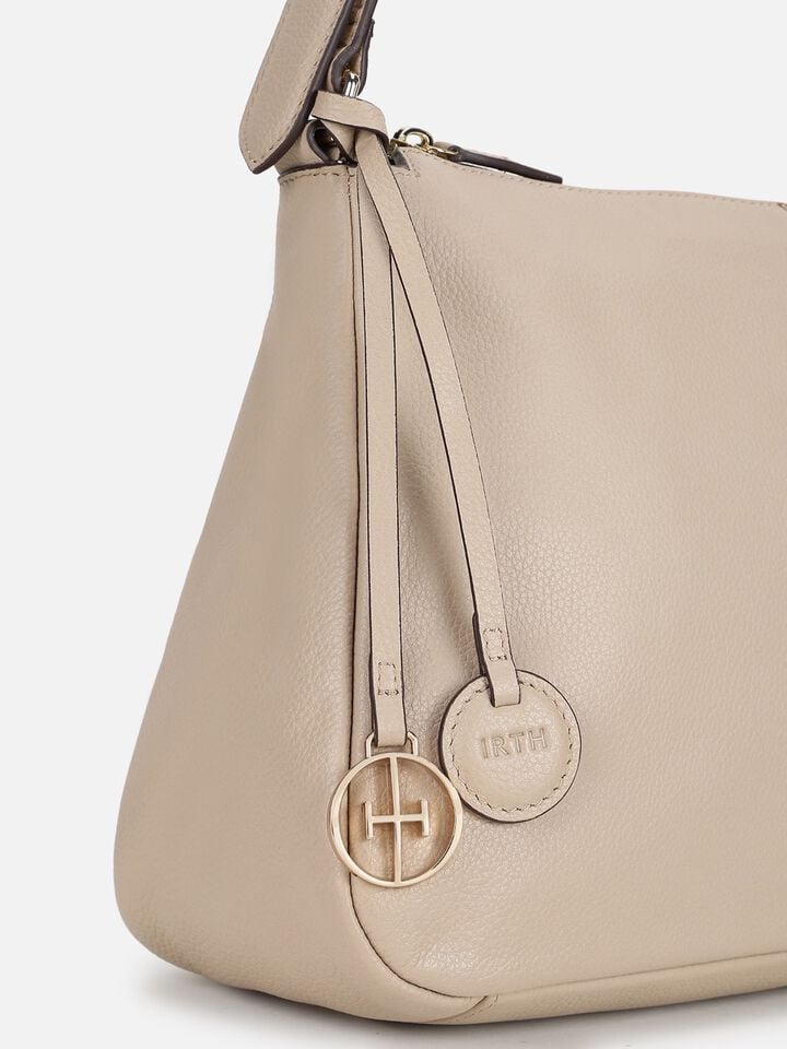 Lucy Leather Shoulder Bag - Beige