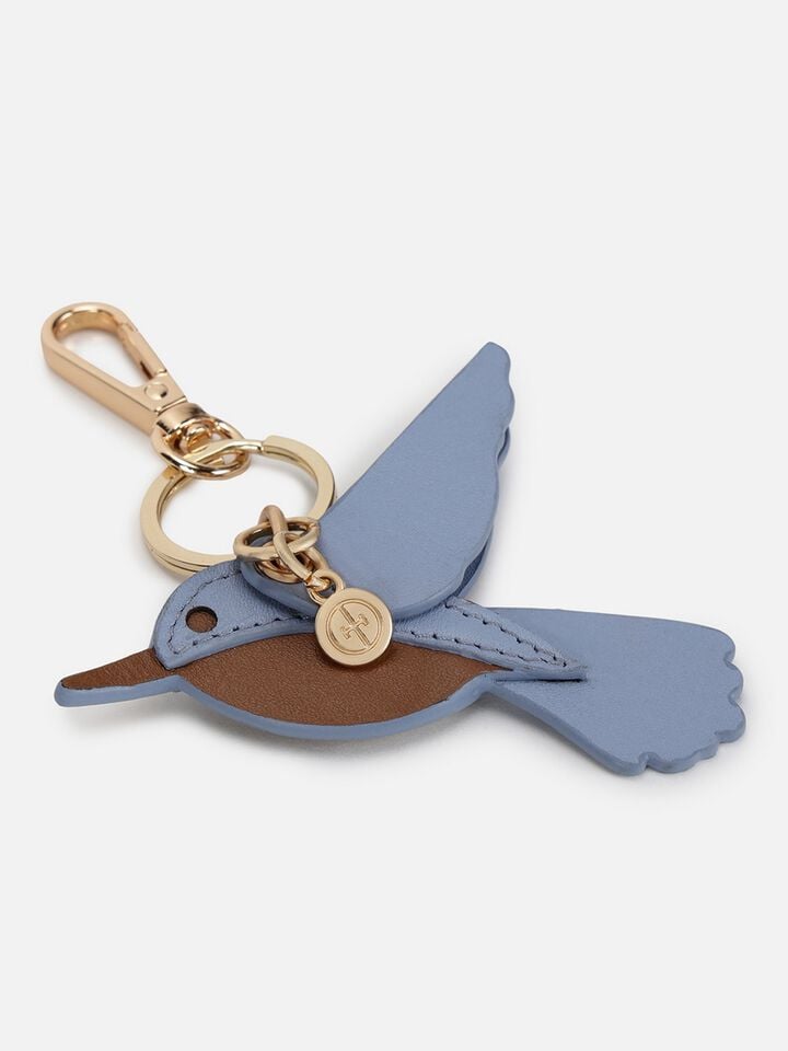 Hummingbird Leather Bag Charm - Blue