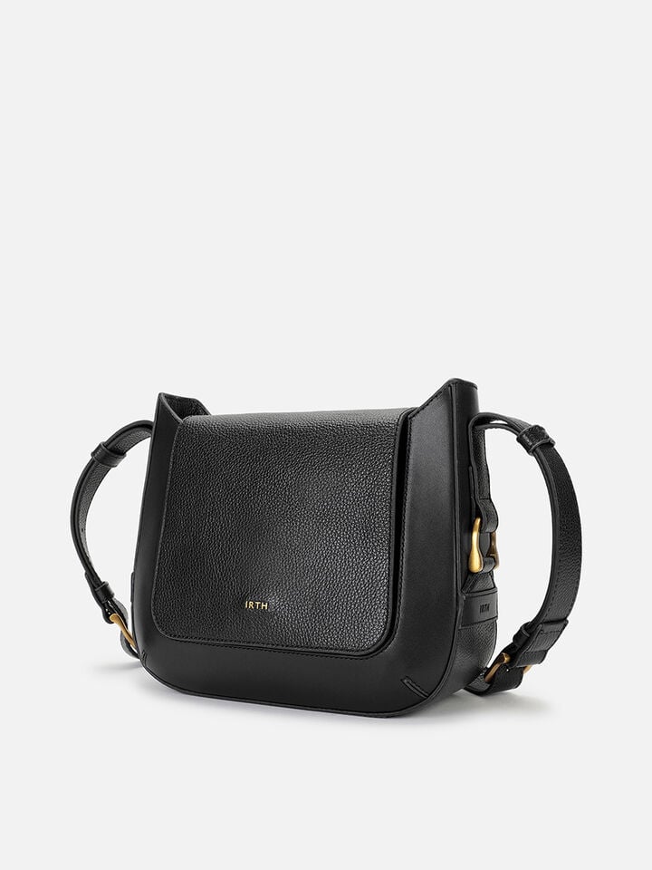 Layla Leather Sling Bag - Black