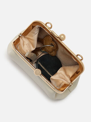Juliet Leather Miniature Kiss Lock - Off-White