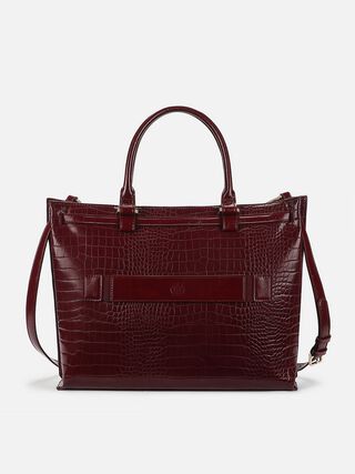 Stephanie Croco Work Bag - Dark Cherry