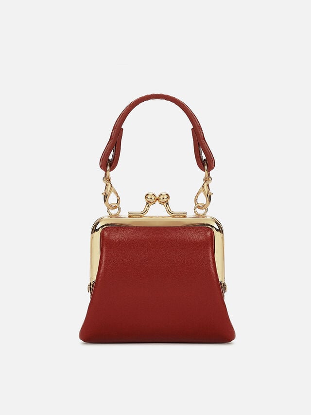 Juliet Leather Miniature Kiss Lock - Red