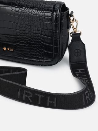 Sophie Croco Shoulder Bag - Black