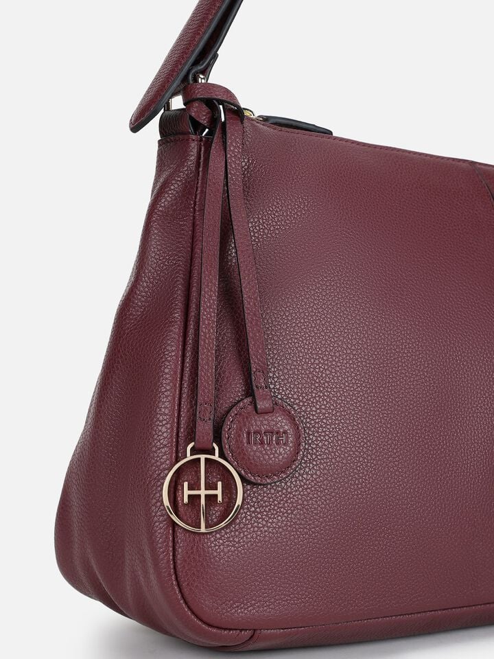 Lucy Leather Shoulder Bag - Dark Cherry
