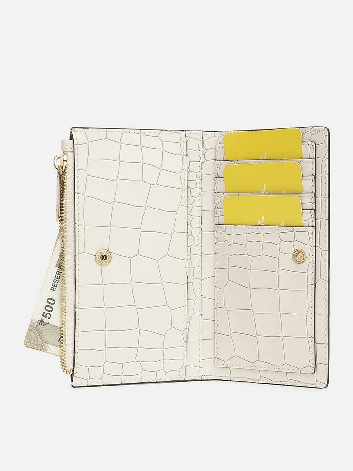 Jude Croco Leather Wallet - Off-White