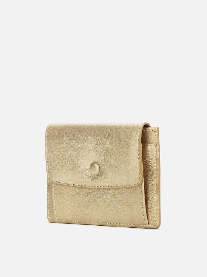 Flip Leather Card Holder - Gold