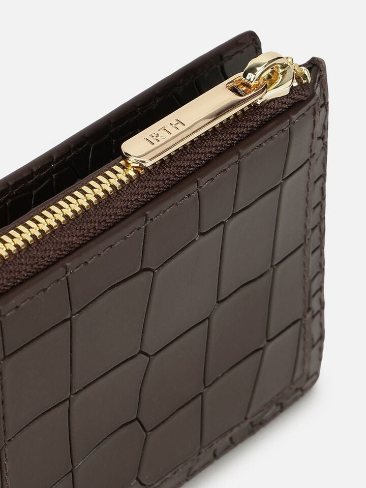 Jude Croco Leather Wallet - Brown