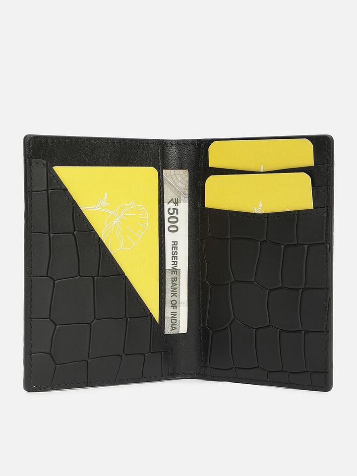 August Croco Leather Wallet - Black