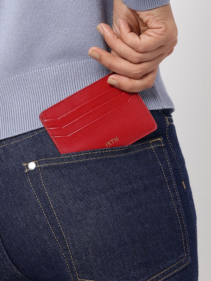 Tuck Leather Card Holder - Red