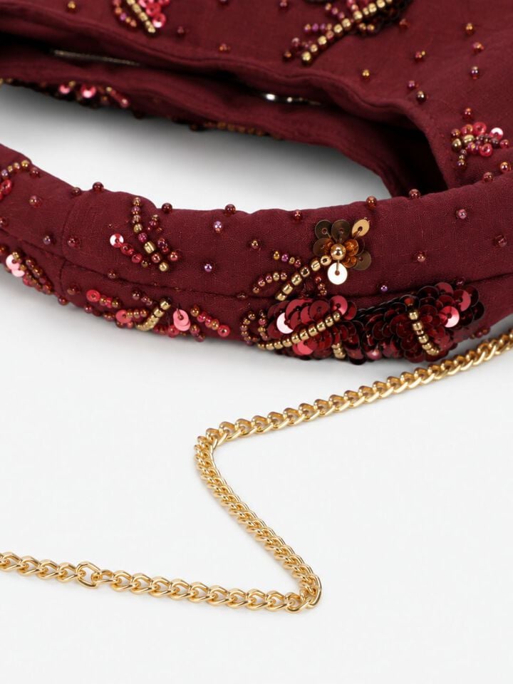 Tara Beaded Sparkles Handheld - Dark Cherry