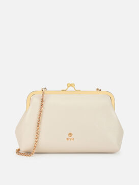 Juliet Medium Kiss Lock Clutch - Off-White