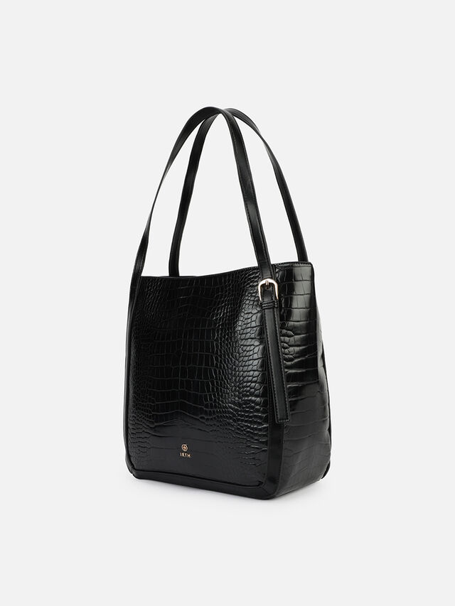 Maren Croco Tote - Black