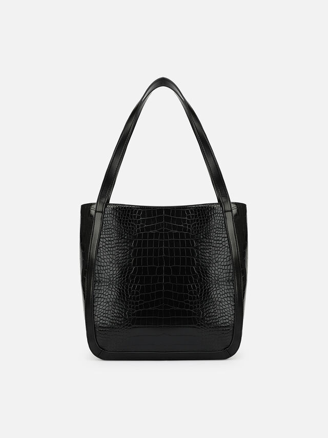 Maren Croco Tote - Black